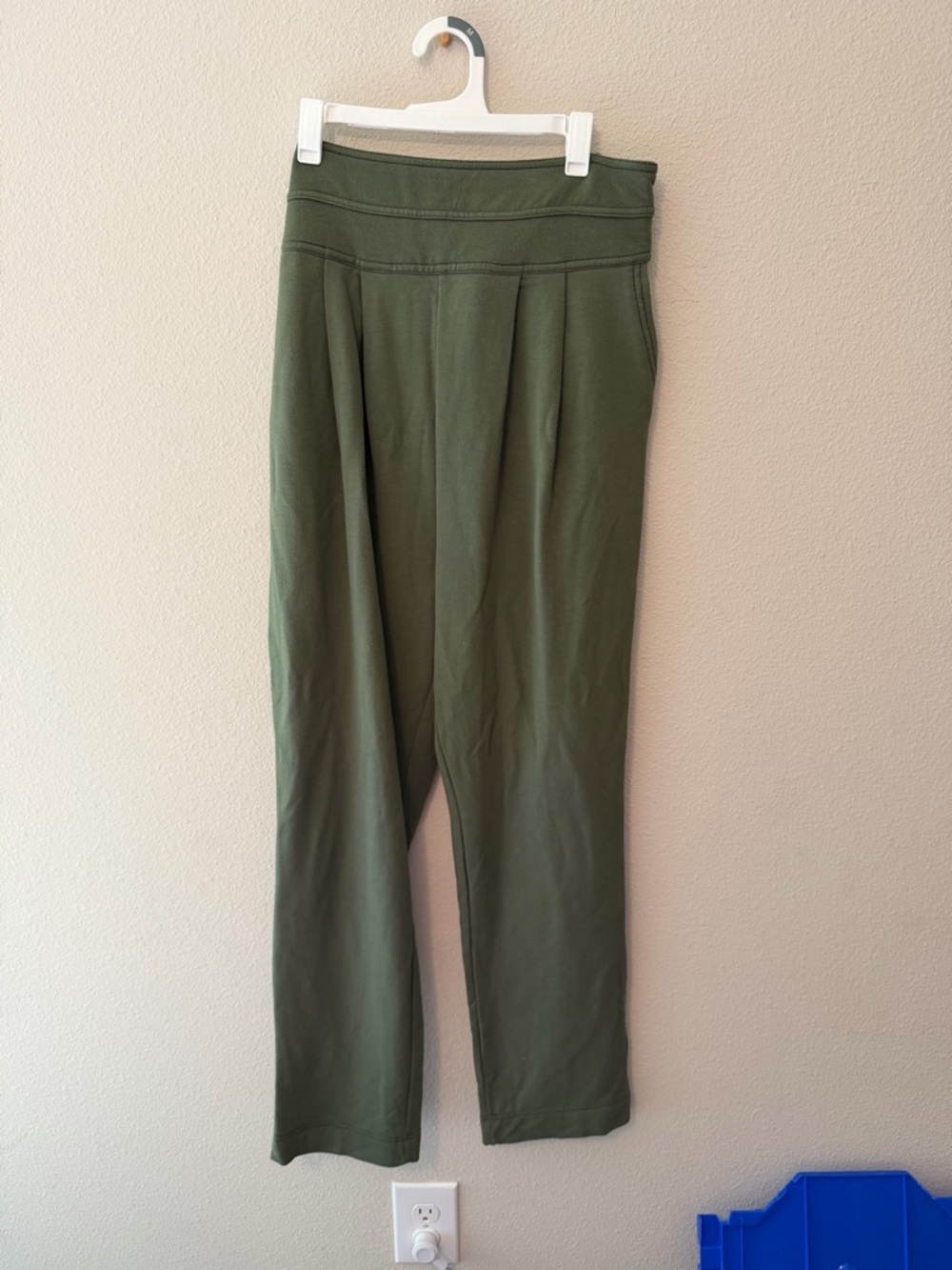 High waisted Anthropologie Olive Green Straight-Leg Knit Pants